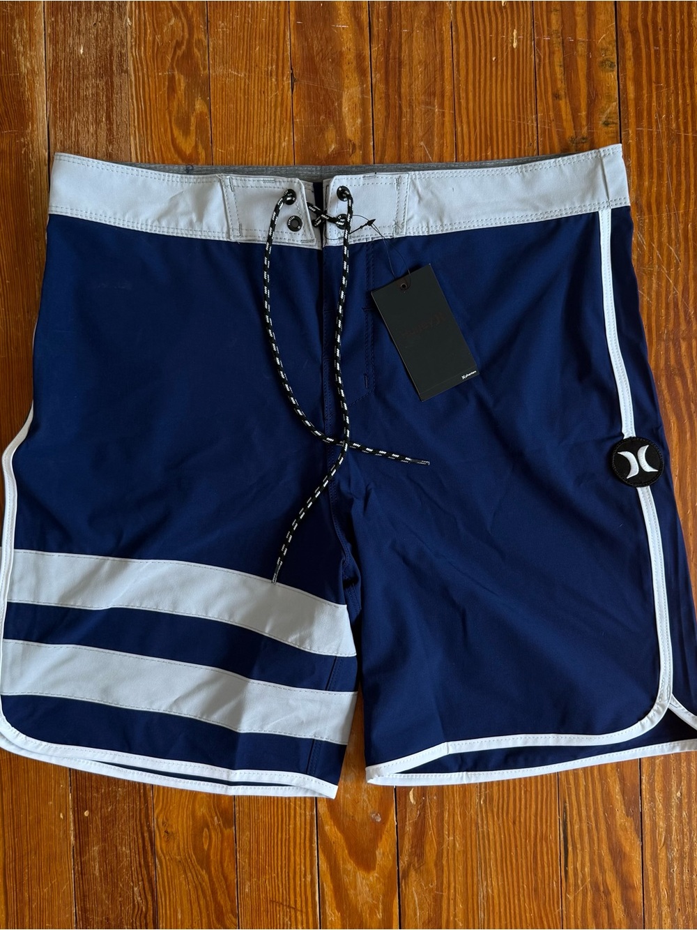 Hurley Navy and White Men's Swim Boardshorts